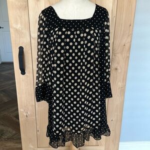 Jovovich-Hawk x Target Polkadot Flowy Flattering Long Sleeve Dress XL